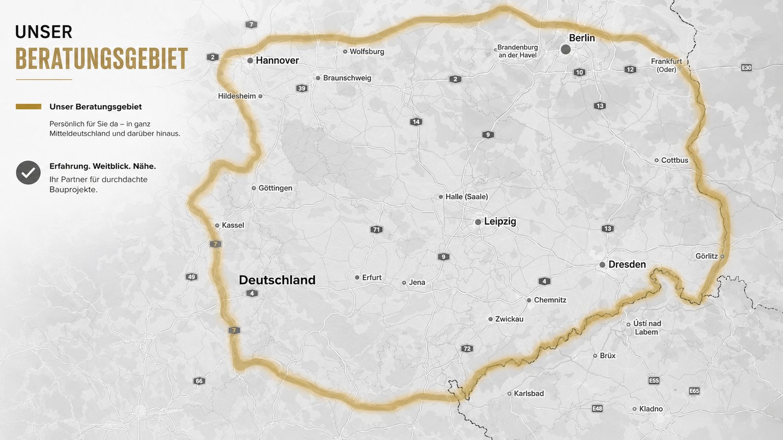 Karte des Beratungsgebiets rund um Leipzig